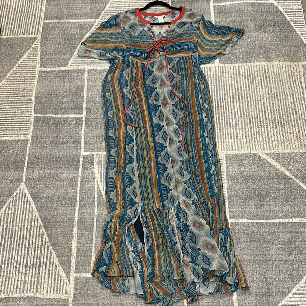 Sundance Blue and Orange Patterned Maxi Dress